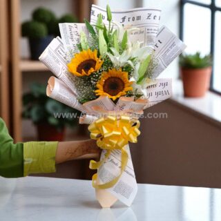 Sunflower with White Lilie's Bouquet