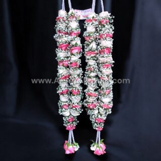 White and Pink Rose Varmala