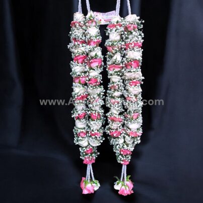 White and Pink Rose Varmala