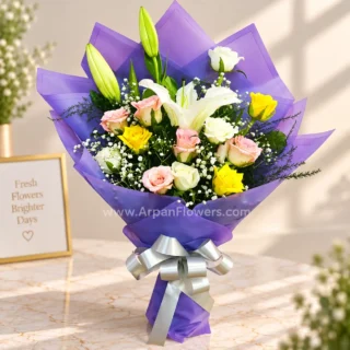 Lilies With Mix Rose Bouquet