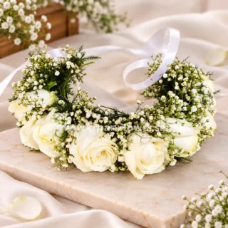 White rose flower crown (tiyara)