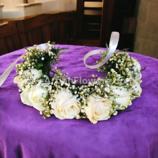 white rose flower crown (tiyara)