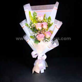 Pink Rose with Pink Paper Bouquet