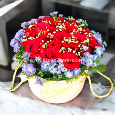 Red Rose in Pink Box Bouquet