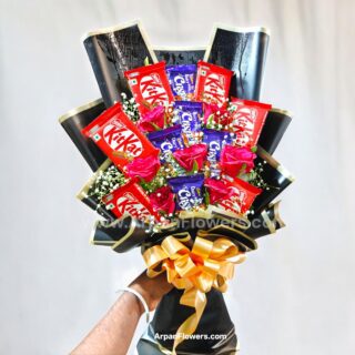 Mix Chocolate Bouquet With Flowers
