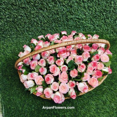 Light Pink Rose in Basket - Image 2