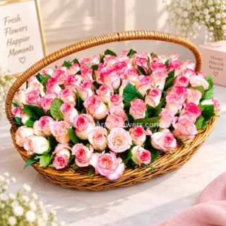 Light Pink Rose in Basket