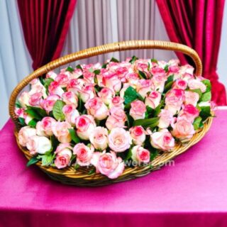 Light Pink Rose in Basket