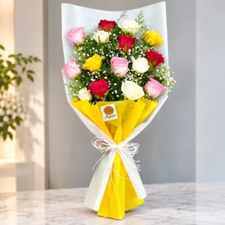 Mix Flower Bouquet with White paper