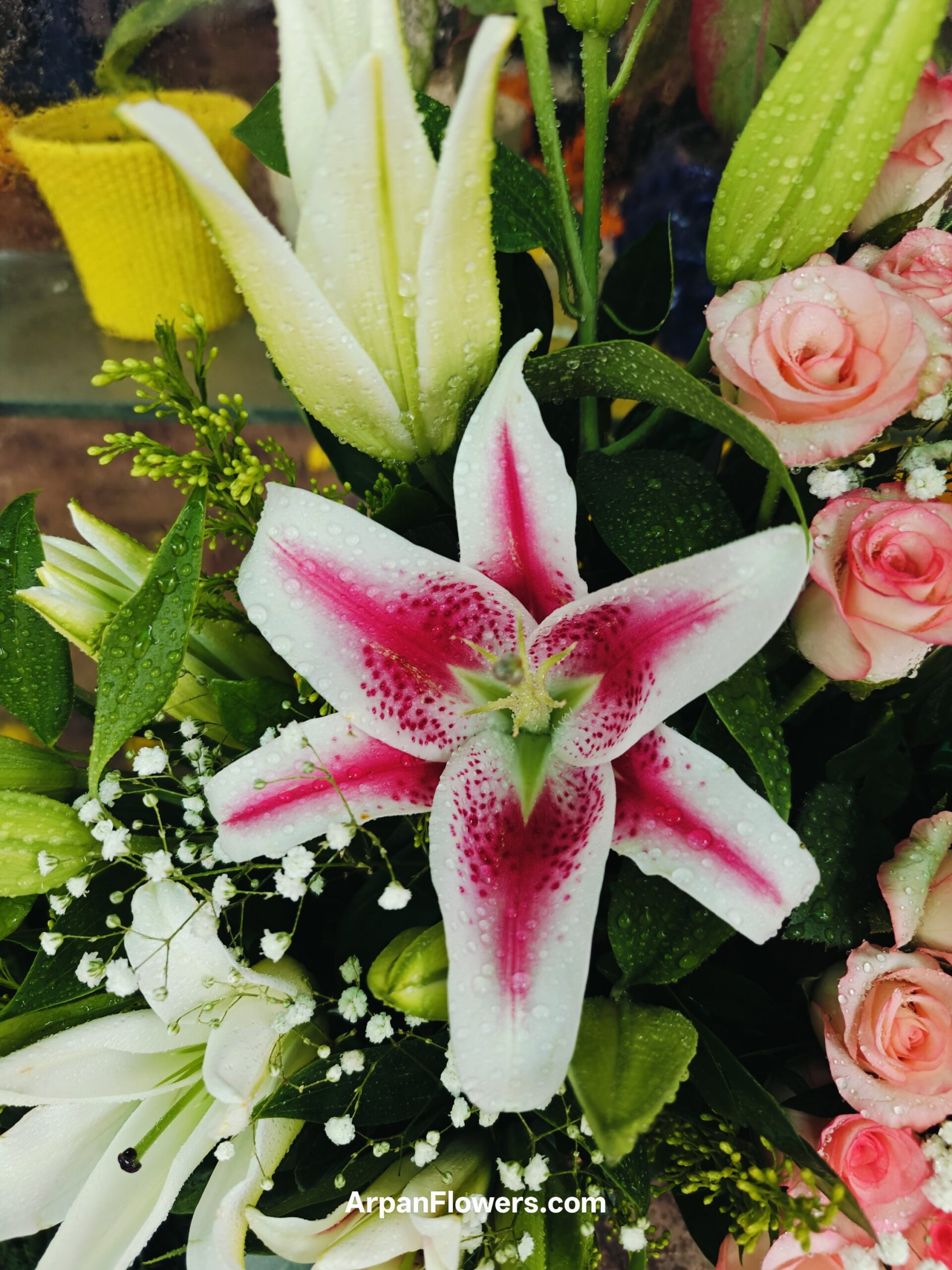 Pink Lily with Pink Rose 3 Pink Lily with Pink Rose - Image 3