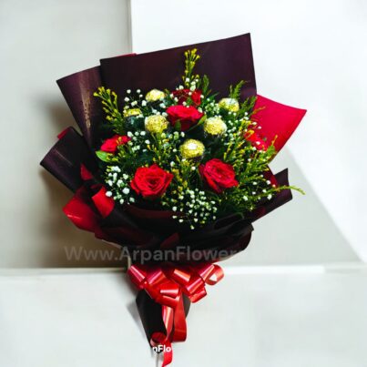 Ferrero Rocher chocolate with Red Rose