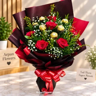 Ferrero Rocher chocolate with Red Rose