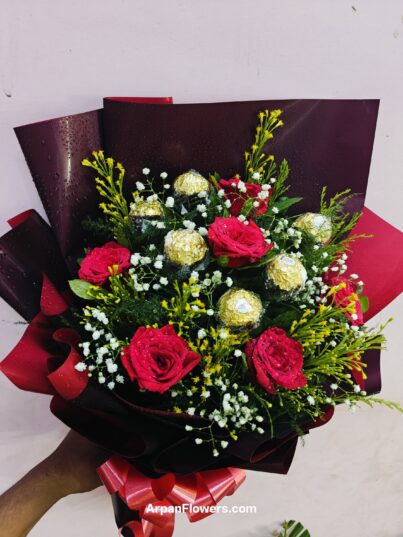 Ferrero Rocher chocolate with Red Rose - Image 2