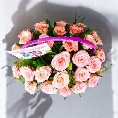 Pink Rose in a basket with Photo - Image 3