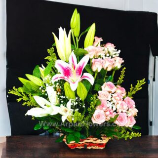 Pink Lily with Pink Rose