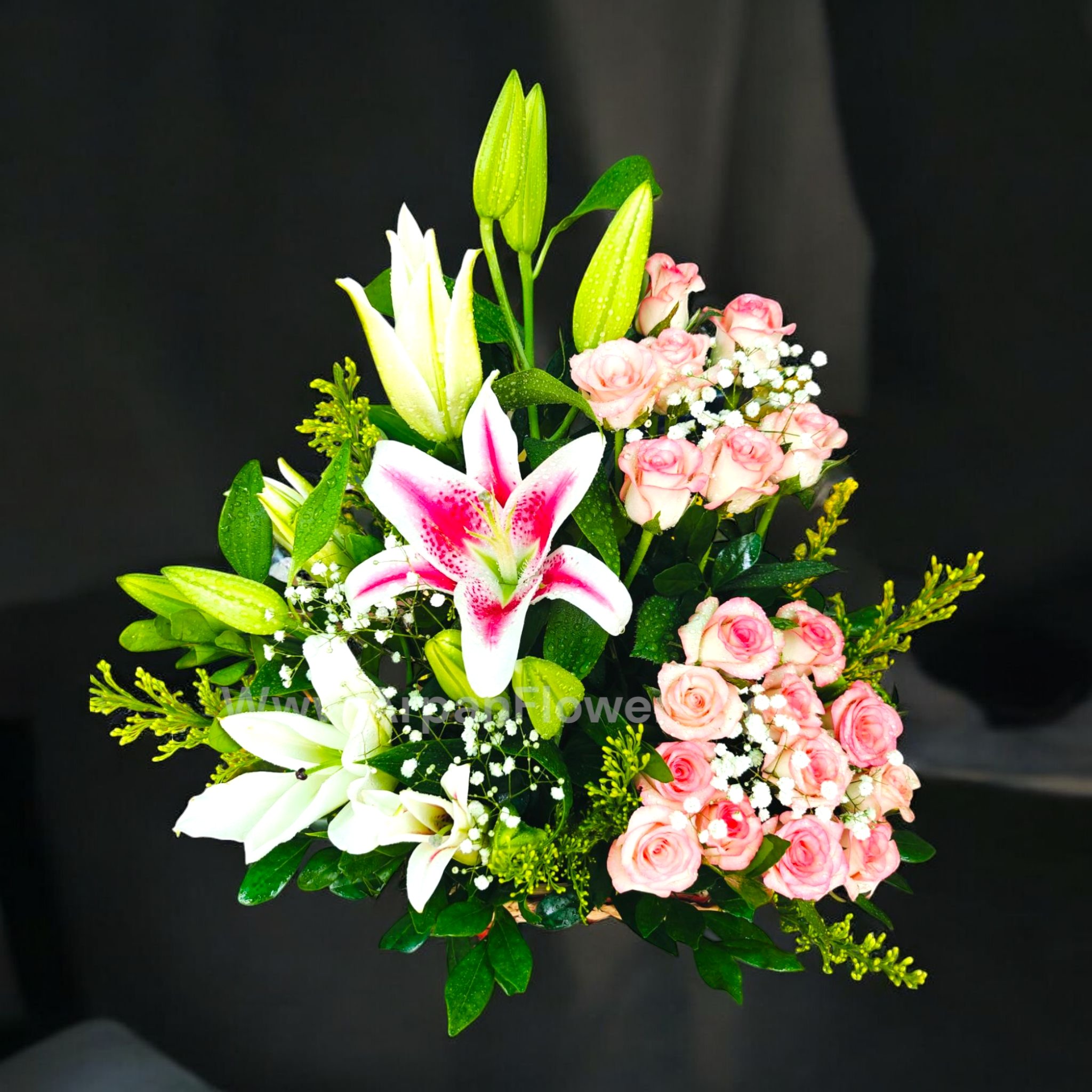 Pink Lily with Pink Rose 2 Pink Lily with Pink Rose - Image 2