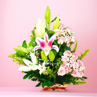 Pink Lily with Pink Rose