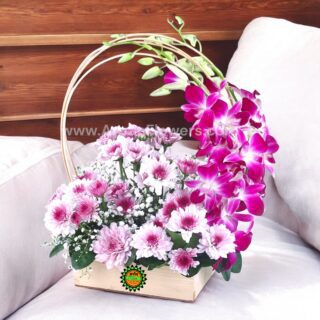Home 33 Orchid Bouquet With Mums In Basket