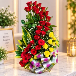 Red Rose bouquet With Yellow Rose