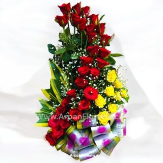 Red Rose bouquet With Yellow Rose