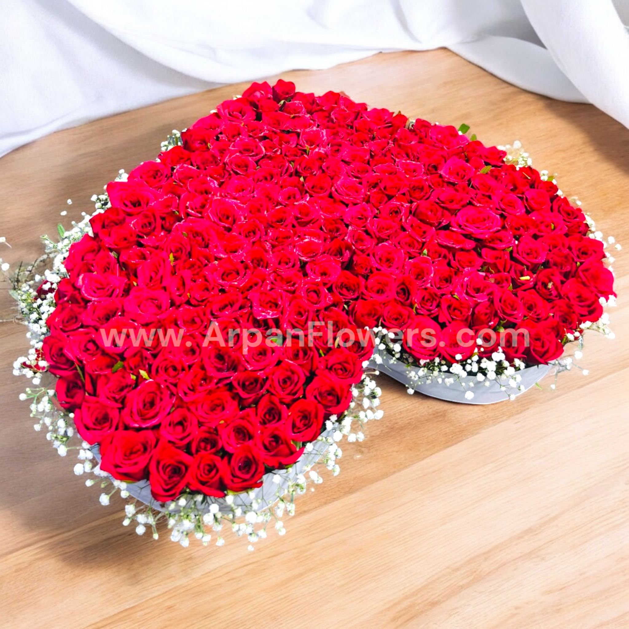 Red Rose in Heart with Baby's Breath 2 Red Rose in Heart with Baby's Breath - Image 2