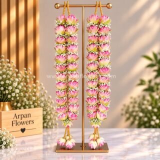 Lotus and Baby's Breath Varmala or Jaimala