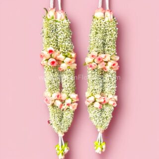 Baby's breath and Pink Rose Varmala or Garland