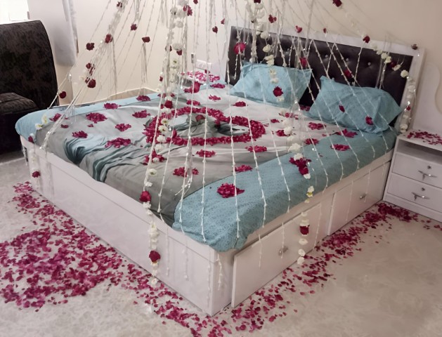 Bed Decoration With Rajnigandha and Rose 1 First Night Bed Decoration