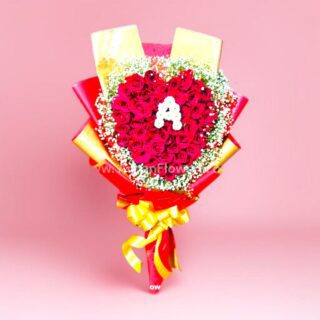 Heart Shaped Bouquet in Red Rose