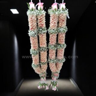 Light Pink Rose Petals With Baby's Breath Varmala or Jaimala