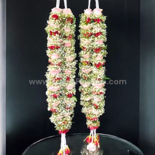 Red and Sweet Pink Rose Varmala or Jaimala