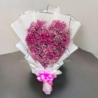 Baby's Breath Bouquet with pink Paper Packing.