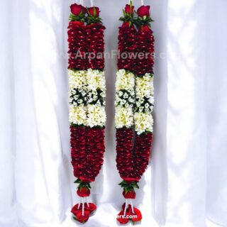 Red Rose Petals And Rajnigandha Varmala or Jaimala