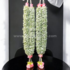 Baby's breath and Pink Rose Varmala or Jaimala