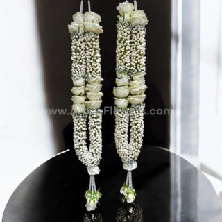Tagar With White Rose Varmala or Jaimala