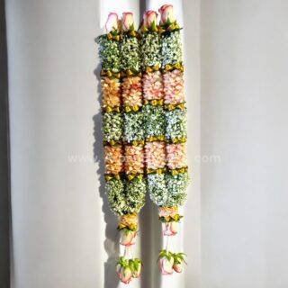 Pink Rose Petals and Baby's Breath Varmala or Jaimala