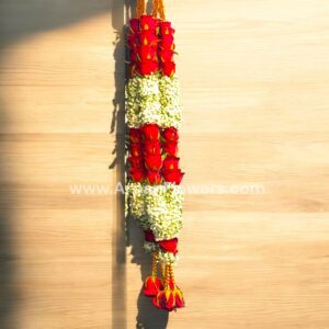 Red Rose With Baby's Breath Varmala or Jaimala