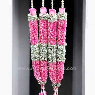 Pink Rose Petals and Baby's Breath Varmala or Jaimala
