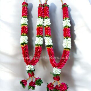Red rose Petals and rajnigandha Varmala or Jaimala