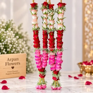 Pink And Red Rose Varmala