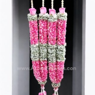 Pink Rose Petals and Baby's Breath Varmala or Jaimala