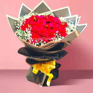 Red Rose Bouquet With Baby's Breath