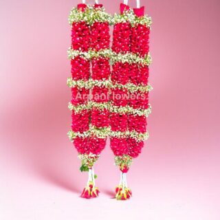 Red Rose Petals and Baby's Breath Varmala or Jaimala