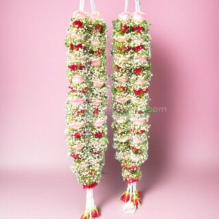 Red and Sweet Pink Rose Varmala or Jaimala