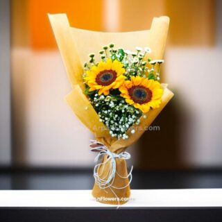 Sunflower Bouquet with Brown Paper