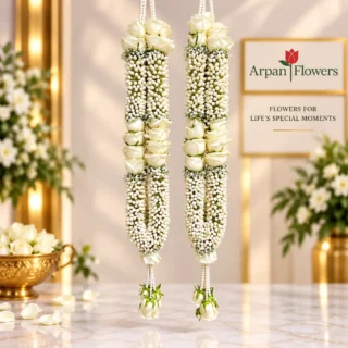 Tagar With White Rose Varmala or Jaimala