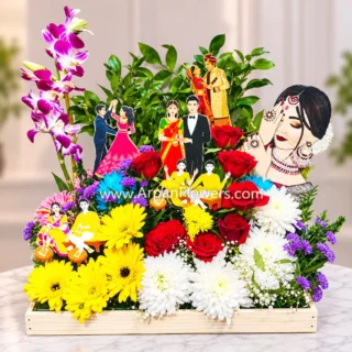 Bridal Basket With Natural Flowers.