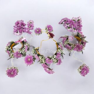 purple mums With Baby's Breath Flower Jewellery