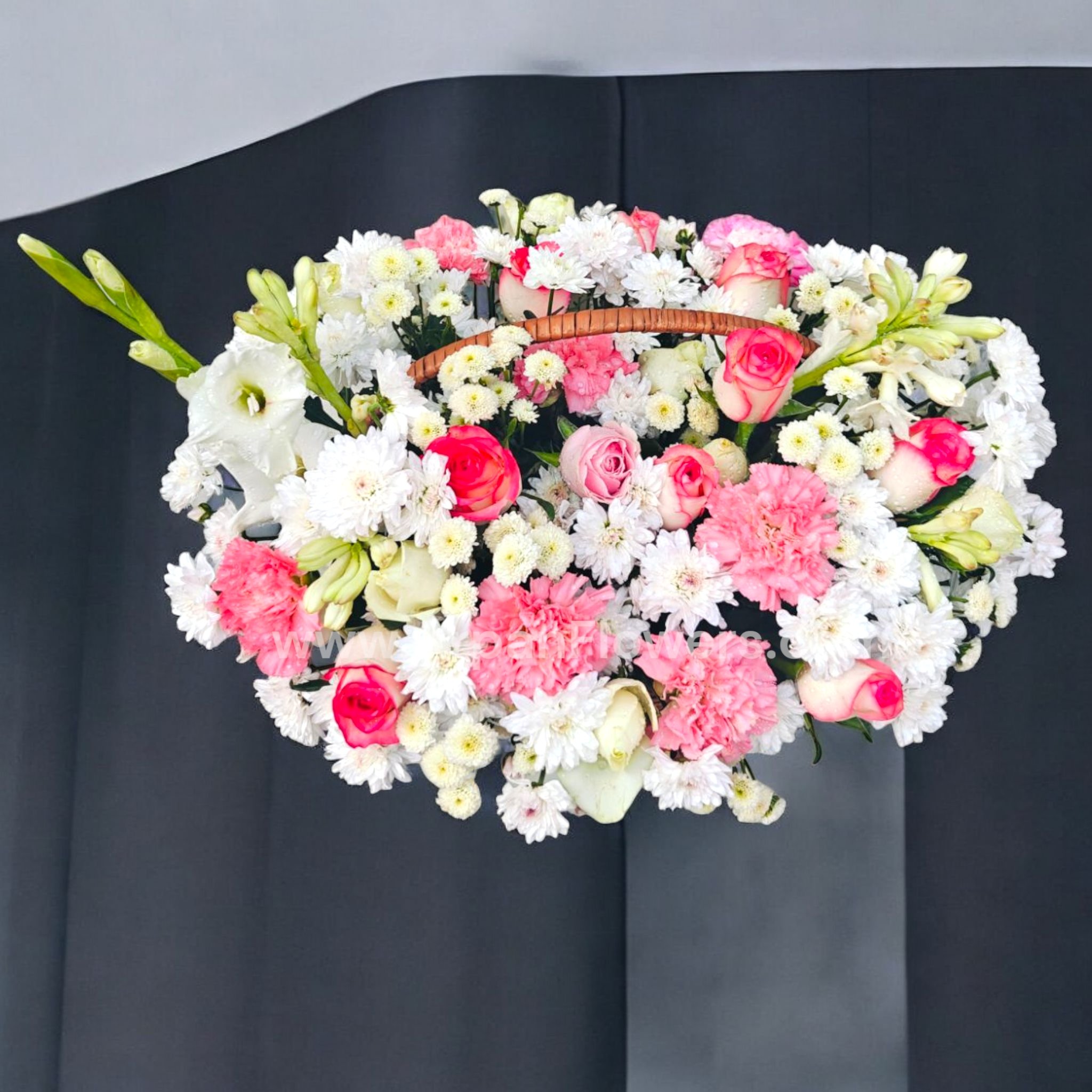 Pink and White Flowers Is Basket 2 Pink and White Flowers Is Basket