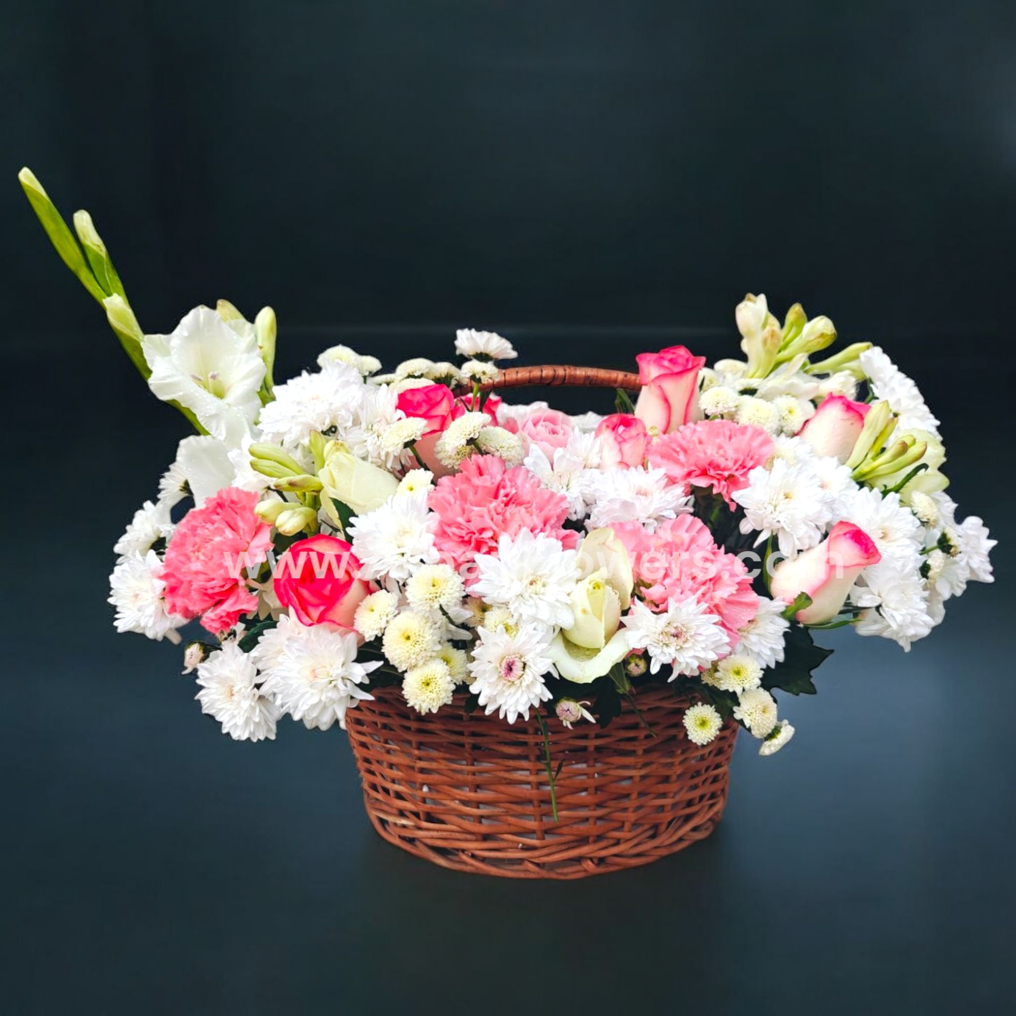 Pink and White Flowers Is Basket 1 Pink and White Flowers Is Basket